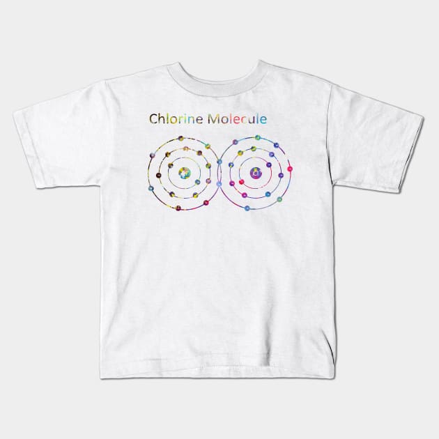 Chlorine Molecule Kids T-Shirt by erzebeth